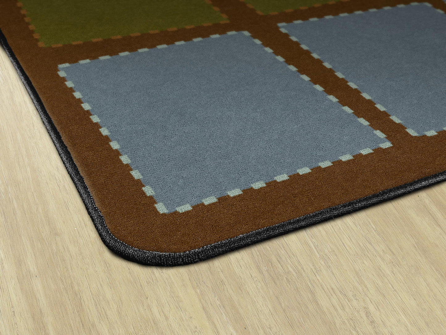 Flagship Carpets Quilted Seating Classroom Educational Area Rug for Kids and Teachers, Durable Quality for Schools, Preschool, Daycare, Learning Centers, and Home, 7'6" x 12' - Earthtone