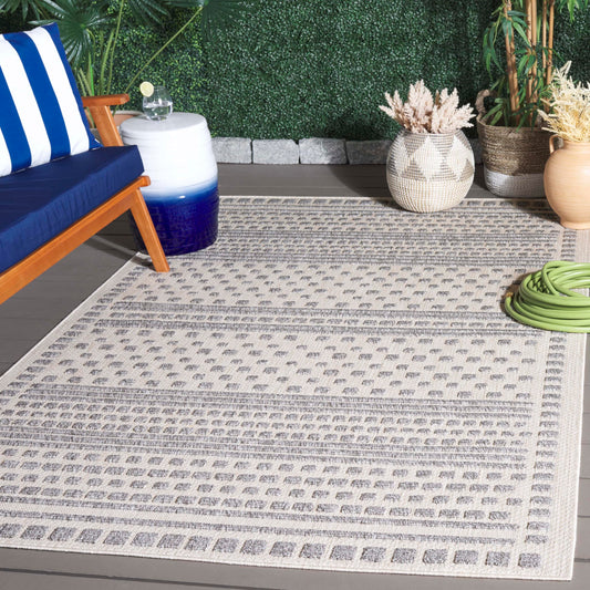 SAFAVIEH Washable Rug Outdoor Milos Collection - 5' x 7'6", Beige & Grey, Non-Shedding & Easy to Clean, Ideal for Patio, Backyard, Mudroom (MLO110A)
