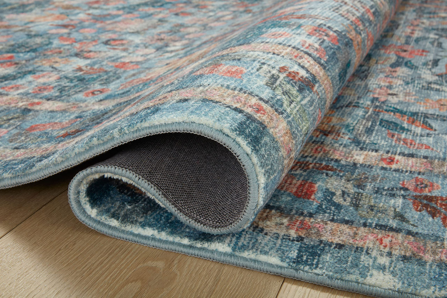 Loloi Rifle Paper Co. Courtyard Collection COU-03 Blue/Multi 7'-6" x 9'-6" Area Rug feat. CloudPile