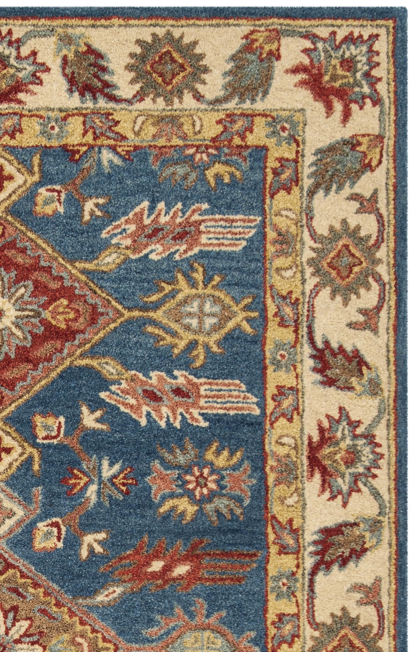 SAFAVIEH Antiquity Collection Accent Rug - 3' x 5', Blue & Red, Handmade Traditional Oriental Wool, Ideal for High Traffic Areas in Entryway, Living Room, Bedroom (AT506M)