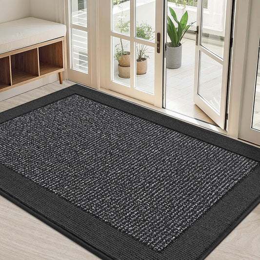 BEQHAUSE Indoor Door Mat 32" x 48", Dirt Trapper Door Mats Non-Slip Entryway Rugs Washable, Trap Dirt Absorbent Welcome Mat, Low Profile Floor Mats for Front Back Door and Entryway, Charcoal