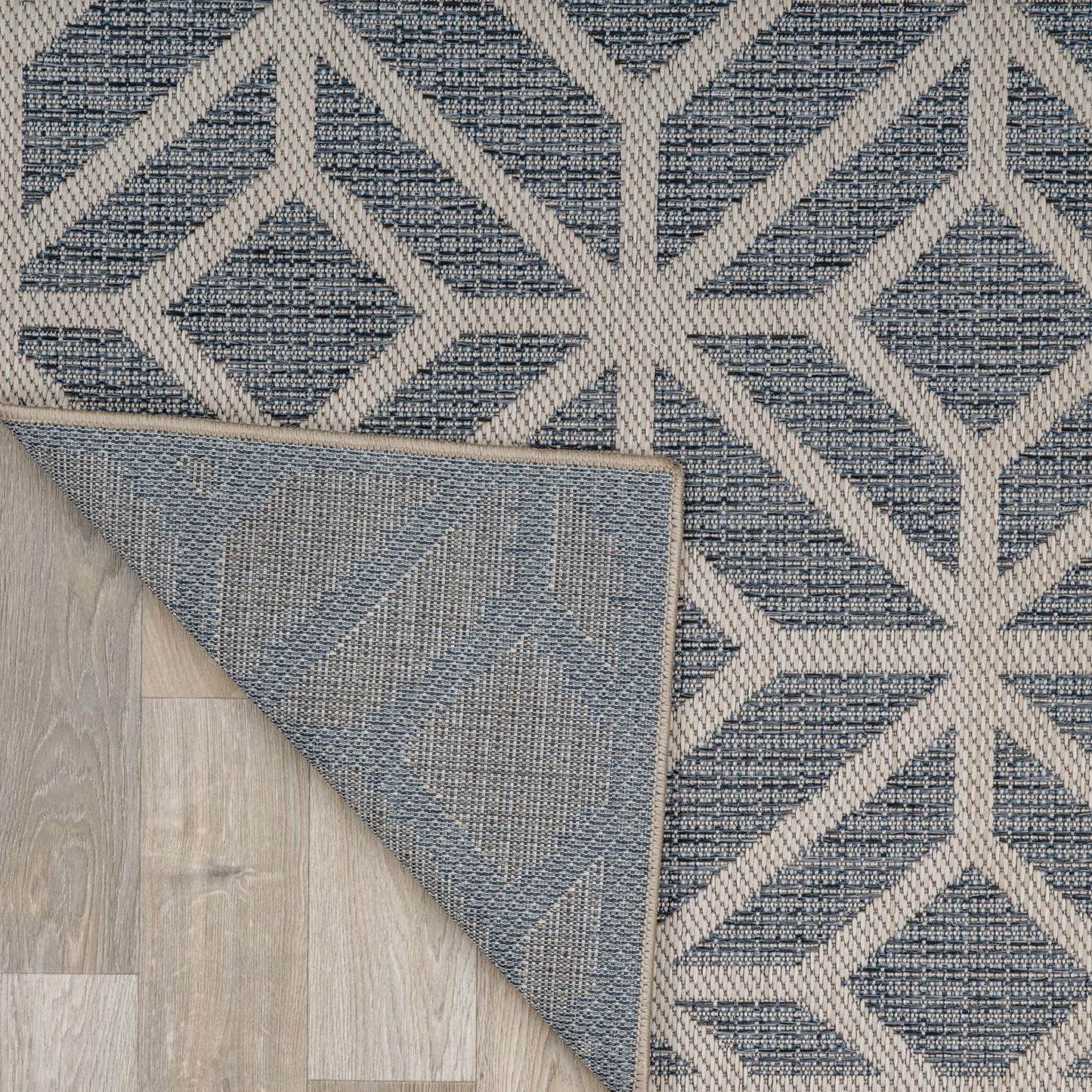 Rugshop Blue Contemporary Geometric Indoor/Outdoor Area Rug — Hose Washable for Living Room, Dining Room and Office, 6'6" x 9'