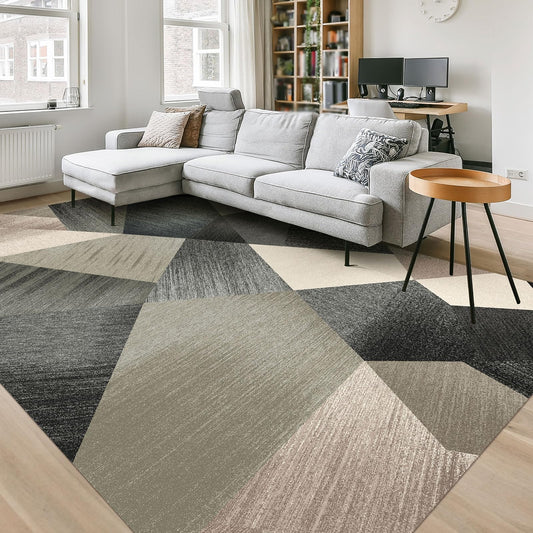HOMFINE Washable Modern Area Rug - Geometry Style 6x9 Rugs for Living Room, Bedroom, Machine Washable Rug Soft Non Slip Non Shedding Area Rug - Green, 6'x9'