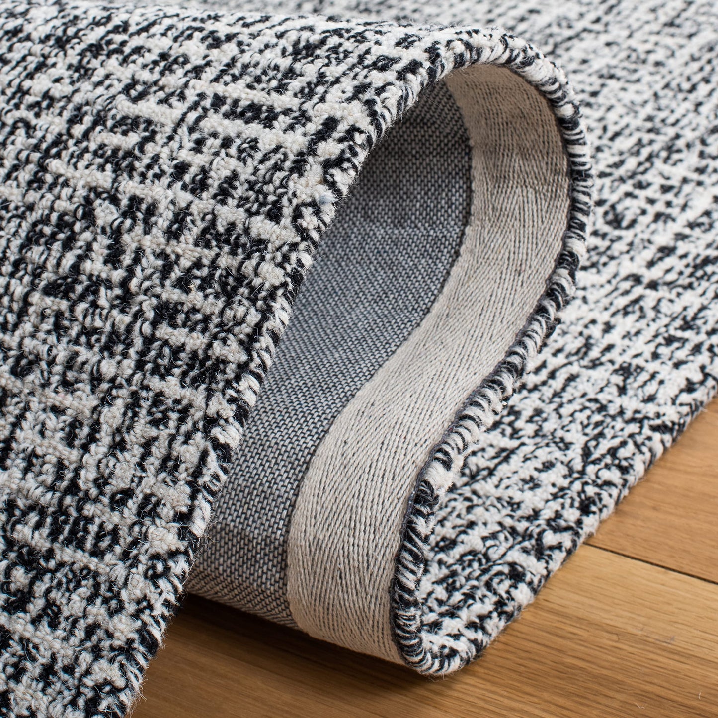 SAFAVIEH Abstract Collection Area Rug - 10' x 14', Black & Ivory, Handmade Wool, Ideal for High Traffic Areas in Living Room, Bedroom (ABT468Z)