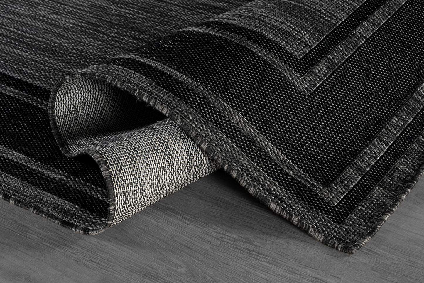 Beverly Rug Outdoor Rug 5x7 Modern Bordered Area Rugs for Indoor and Outdoor Patio Deck Porch Garden Waterproof Weather Sun Resistant Washable Outside Carpet (5 x 7 Black)