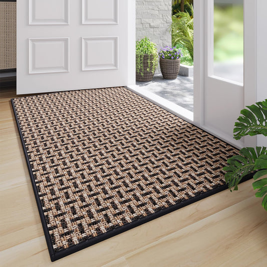 Indoor Door Mat Dirt 36x60 Resistant and Absorbent, Non-Slip Rubber Backing Floor Mats, Easy Clean Low-Profile Doormat for Entryway, Front Door, Inside Entrance Black