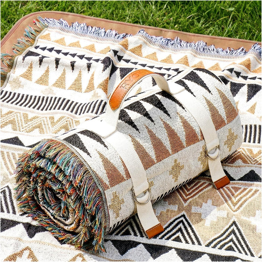 2 in 1 Extra Large Boho Beach Blanket Towel Giant Woven Outdoor Rug Picnic Mat Camping Gear Cruise Essential 2026 Summer Vacation Must Have Airplane Travel Accessories Costa Rica Hawaii Trip Stuff
