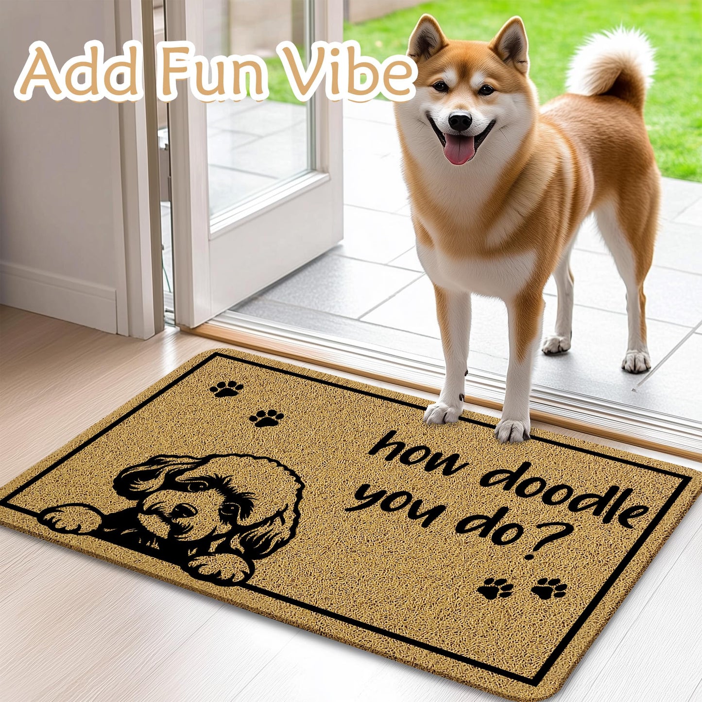 Qnhij Funny Dog Door Mat, How Doodle You Do Doormat，Dogs Gifts Door Mat for Porch Outside Inside Outdoor Indoor Entrance, Goldendoodle Dog Gifts Bath Rug, 17x30 Inches