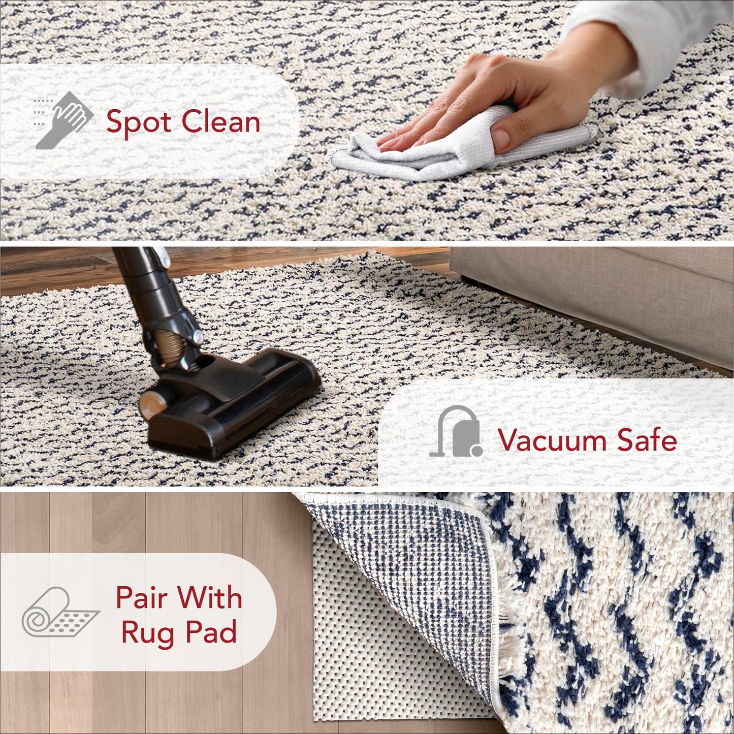 nuLOOM Cuellar Chevron Shag Area Rug, 4x6, Navy