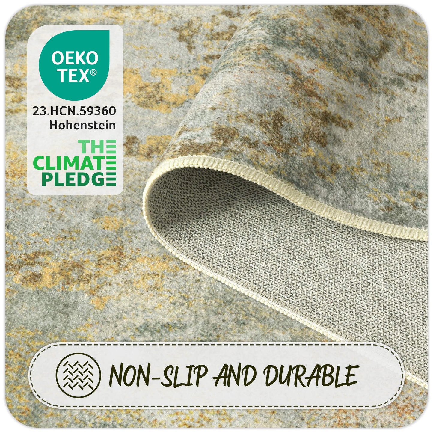 Green Round Rugs 6ft Washable Circle Area Rug for Entryway Kitchen, Non Slip Soft Low Pile Stain Resistant, Boho Circular Carpet for Living Room Bedroom Dorm Dining Room Table, Sage Green