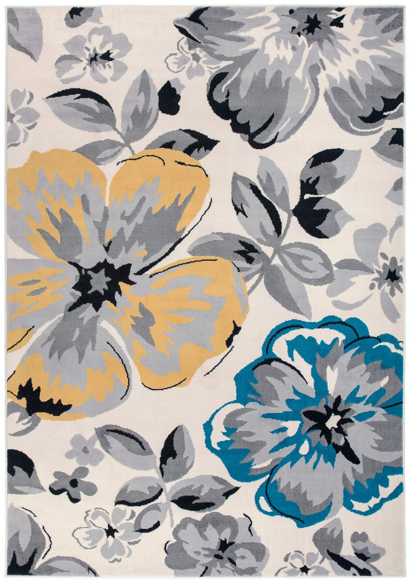 Rugshop Modern Floral Design for Living Room,Bedroom,Home Office,Kitchen Non Shedding Area Rug 5' X 7' Cream