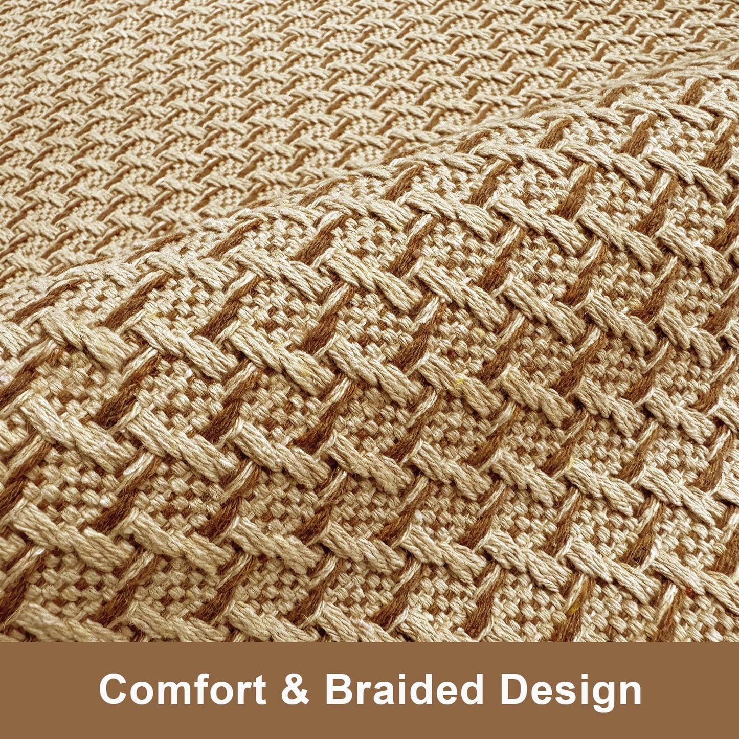 HAPACE Braided Rug Faux Jute Entryway Rug 2' x 6' Non-Slip Backing Machine Washable Natural Boho Area Rugs for Bathroom, Bedroom, Living Room, Doormat, Farmhouse, Laundry, Kitchen, Dining Light Brown