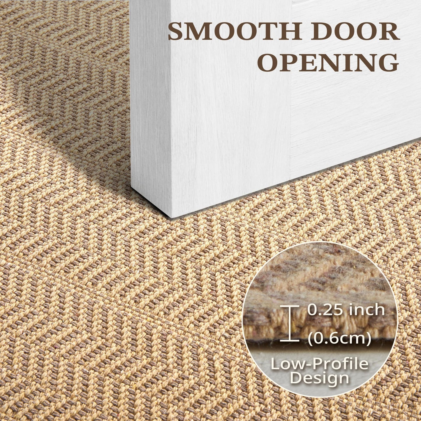 MatEssenz 2'x6' Faux Linen Runner Rug, Washable Woven Textured Long Hallway Carpet, Slip Resistant Gel Backing Indoor Floor Runner for Kitchen Entryway Laundry Room, Khaki