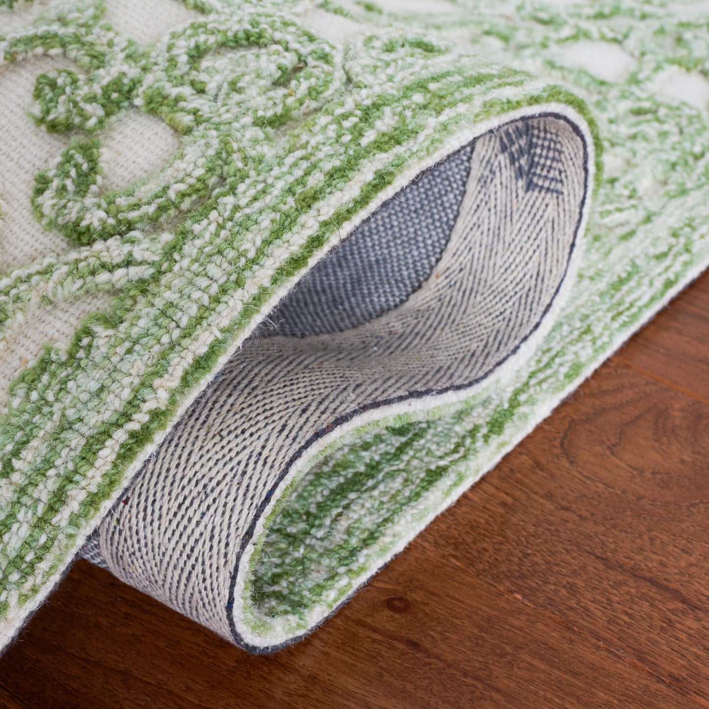 SAFAVIEH Area Rug 8x10 - Trace Collection - Large - Ivory & Green, Handmade Wool, Ideal for Living Room, Bedroom, Office, Dining Space (TRC103Y)