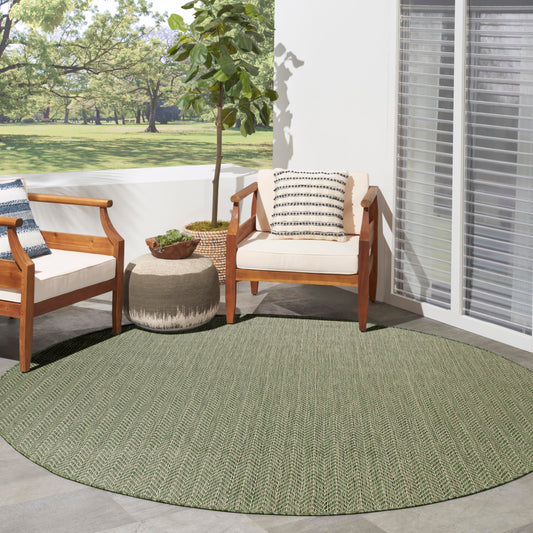 Nourison Home Horizon Indoor/Outdoor Green 8' x Round Area Rug - Easy Clean, Non Shedding, Bed Room, Living Room, Dining Room, Kitchen (8' x Round)