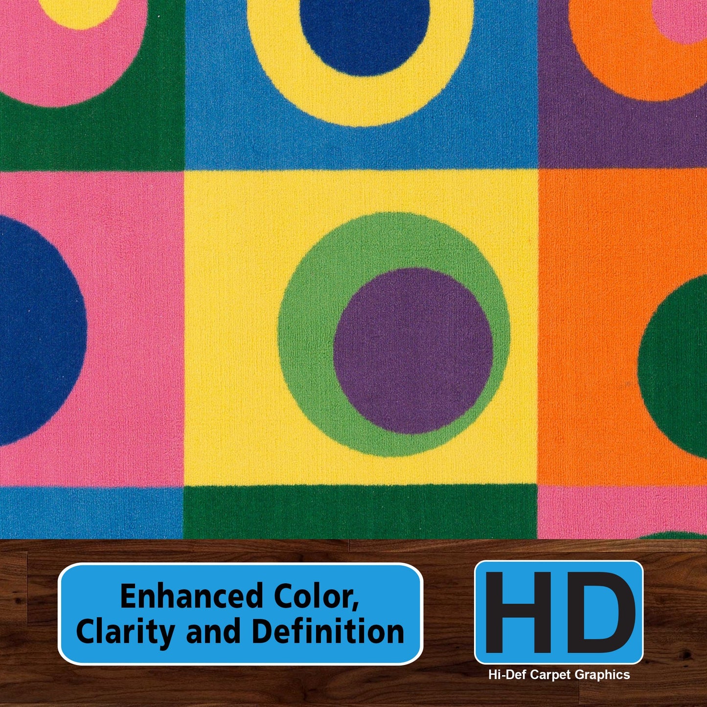 Silly Circles Colorful Abstract Children's Classroom Seating Area Rug for Preschools, Daycares, Libraries and Learning Centers for Teaching and Play, (Seats 30), 7'6" x 12' - Multicolor