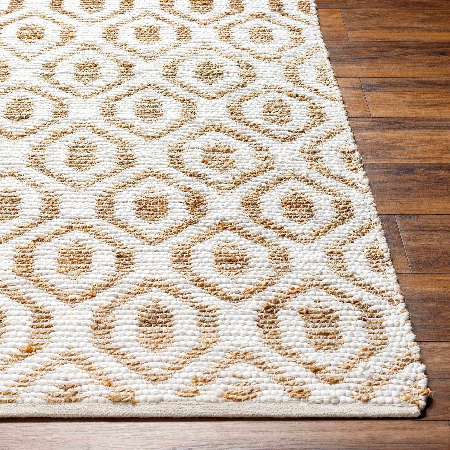 Hauteloom Nautilus Recycled Material Area Rug - Geometric Trellis Diamond Lattice Circles - Contemporary Modern Minimalist Farmhouse Boho - Rose Cream, Clay, Sand, Beige, Cream - 5' x 7'6"