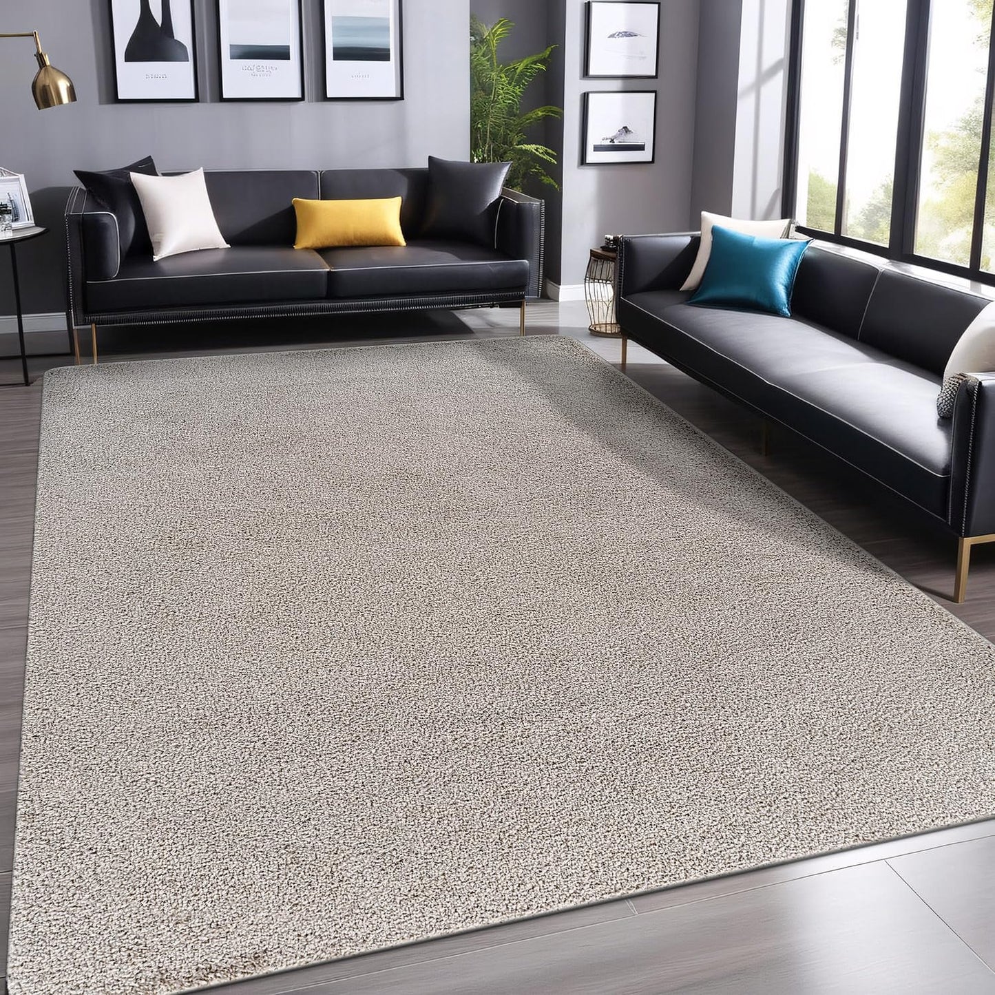Luul Home Non Slip Solid Area Rug Gray 5x7 Rubber Back Soft Rugs for Living Room Kitchen Bedroom and Hallway Stain Resistant Washable Easy Cleaning Non Shedding Carpet Gray 5 x 7