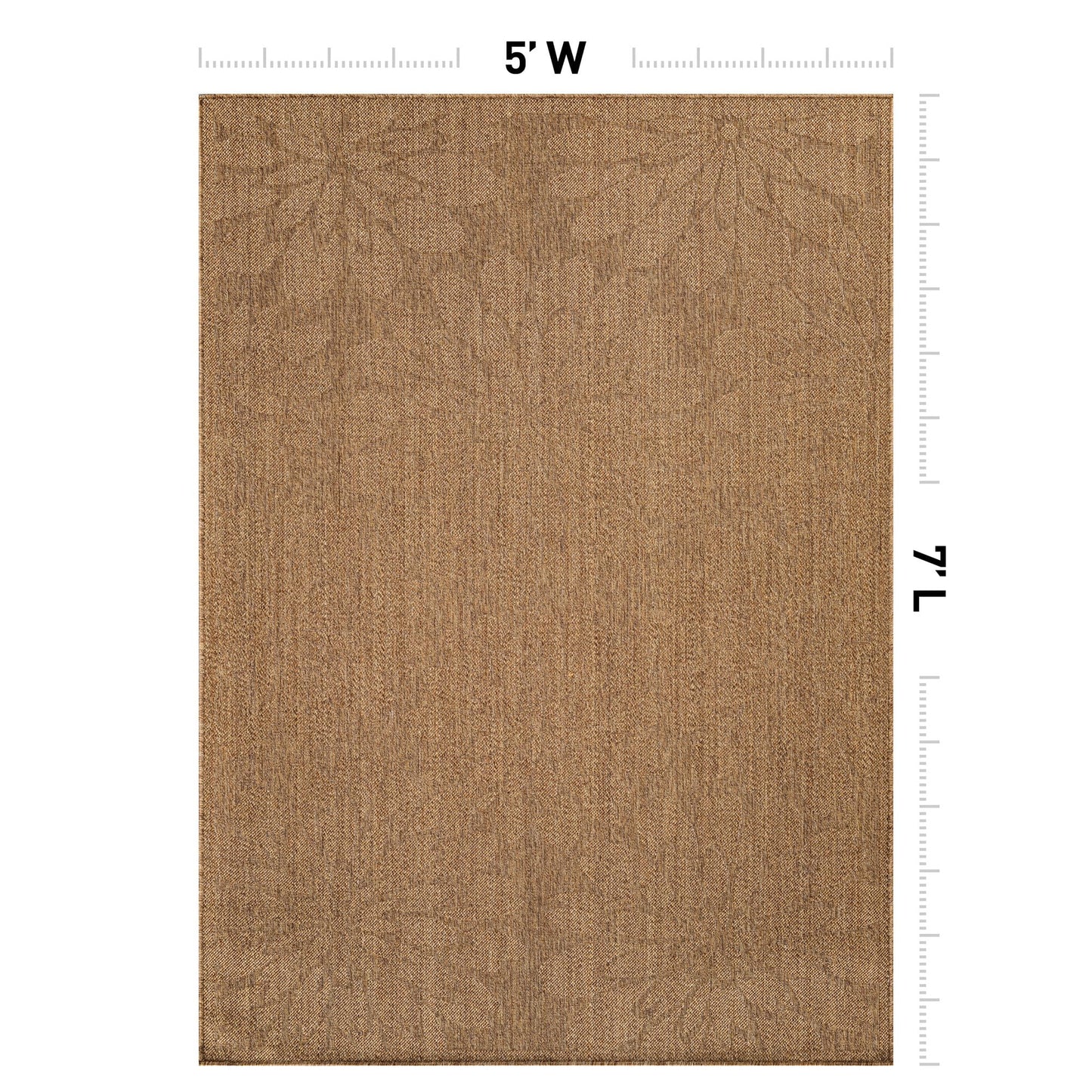 Rugshop Floral Indoor Outdoor Flat Woven Area Rug,Natural Jute-Style,Easy-Care Patio Rug for Backyard Porch Deck Balcony, 5' x 7' Natural/Jute