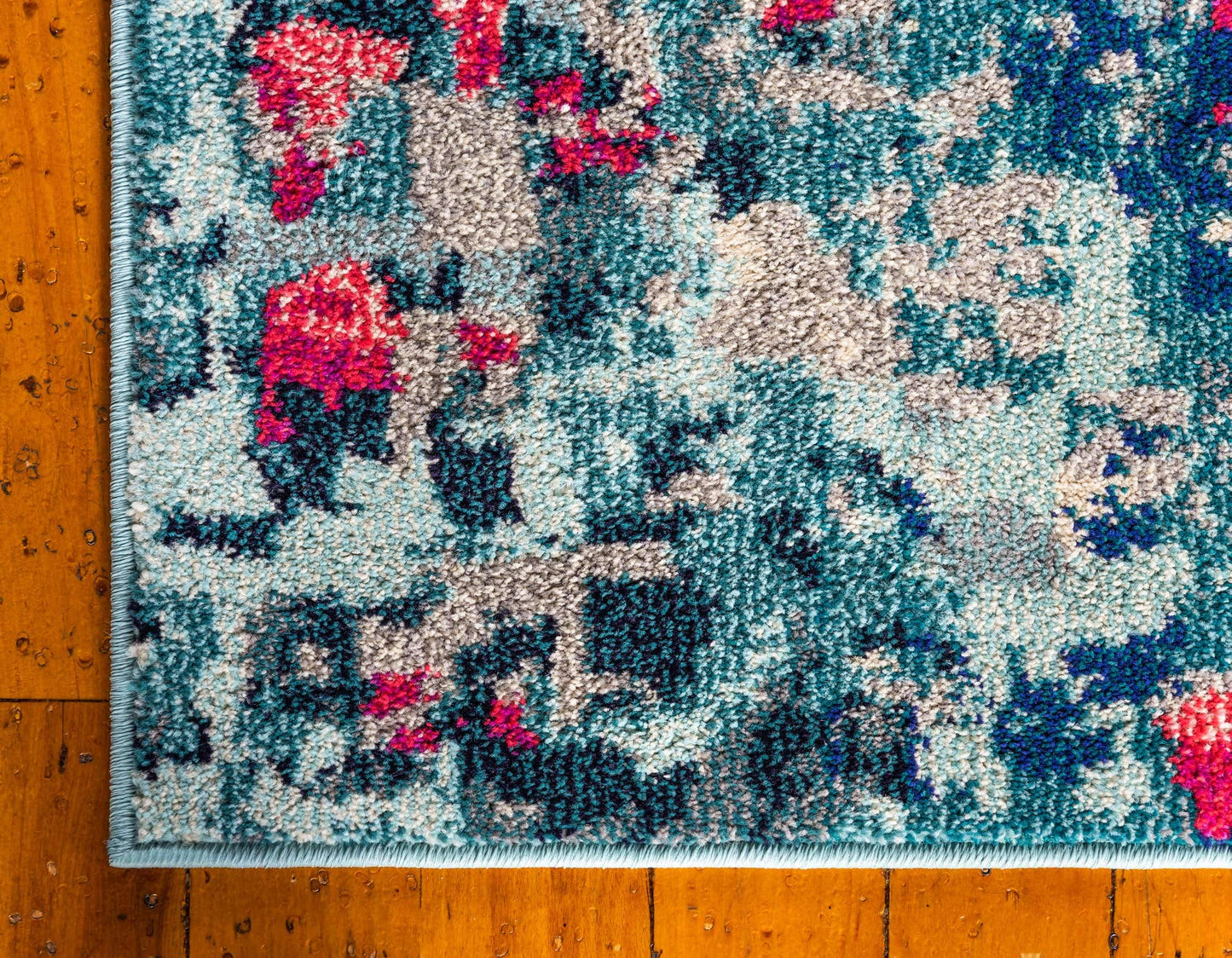 Unique Loom Jardin Collection Colorful, Vibrant, Abstract, Modern Area Rug (5' 0 x 8' 0 Rectangular, Blue/ Pink)