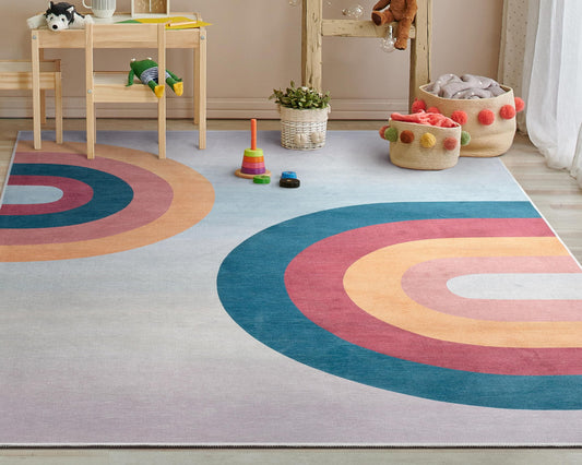 Well Woven Kids Rugs Kaleidoscope Rainbow 7'7" x 9'10" Multi Color Modern Distressed Flat-Weave Area Rug