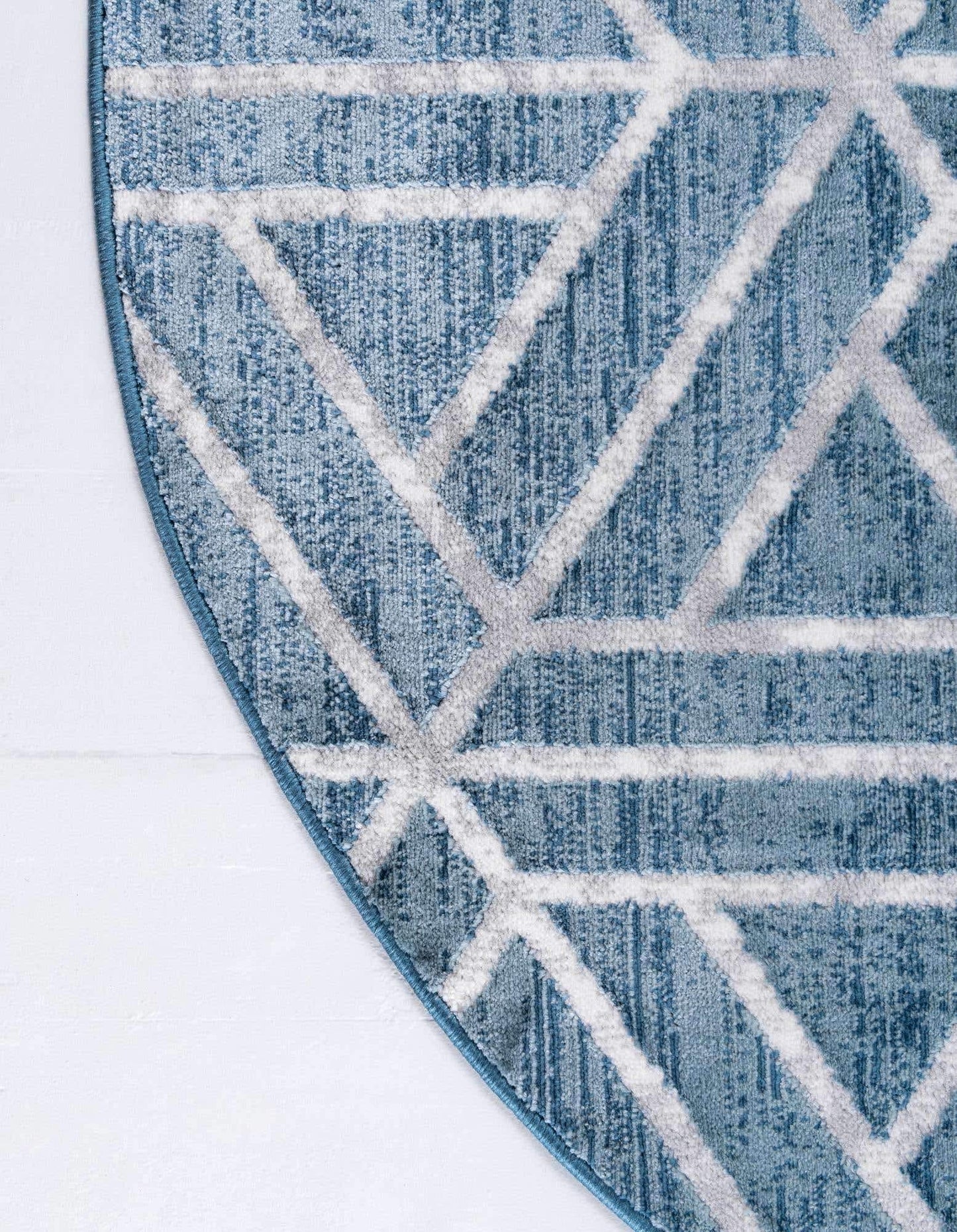 Unique Loom Matrix Trellis Collection Area Rug - Motif (3' 3" Round, Blue/ Ivory)