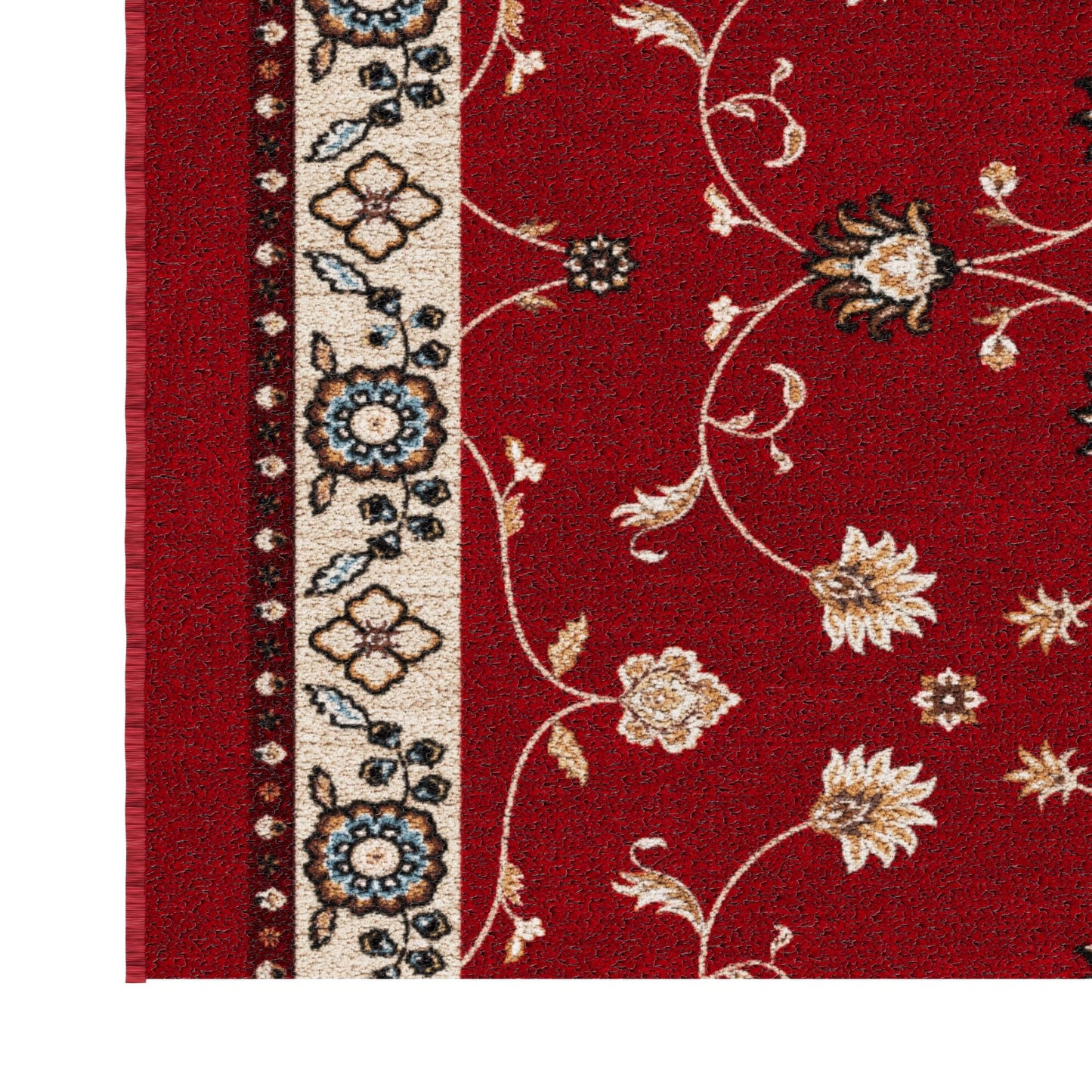 Ottomanson Aisle Runner Rug 1'10.5" x 20' – Soft Non-Slip Rug, Low Pile Carpet for Hallways, Events, Churches & Extra-Long Indoor Spaces, Mahal Red