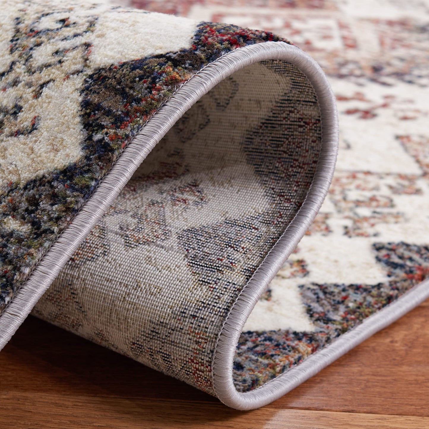 SAFAVIEH Herat Collection Runner Rug - 3' x 10', Cream & Grey, Boho Tribal Distressed Design, Non-Shedding & Easy Care, Ideal for High Traffic Areas in Living Room, Bedroom (HRT319A)