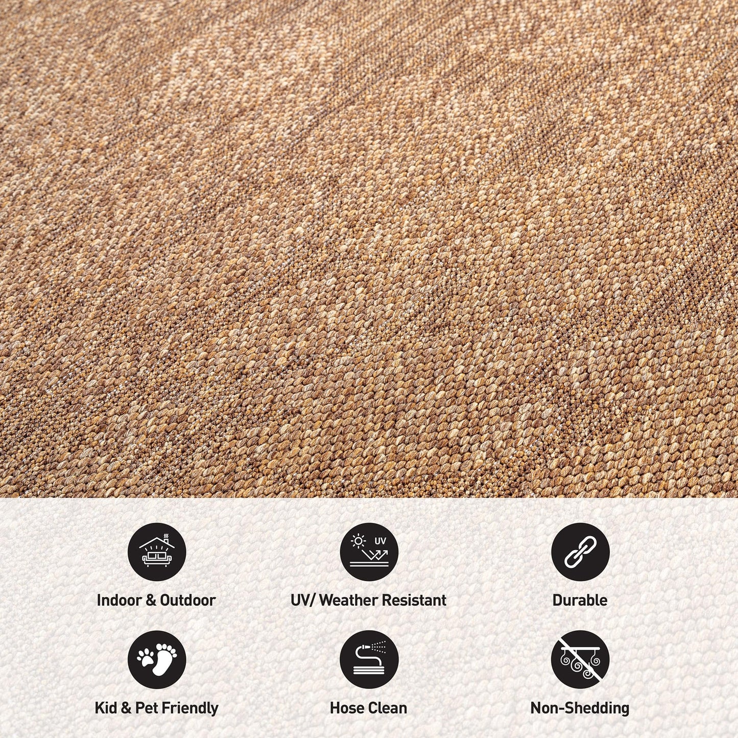 Rugshop Floral Indoor Outdoor Flat Woven Area Rug,Natural Jute-Style,Easy-Care Patio Rug for Backyard Porch Deck Balcony, 5' x 7' Natural/Jute