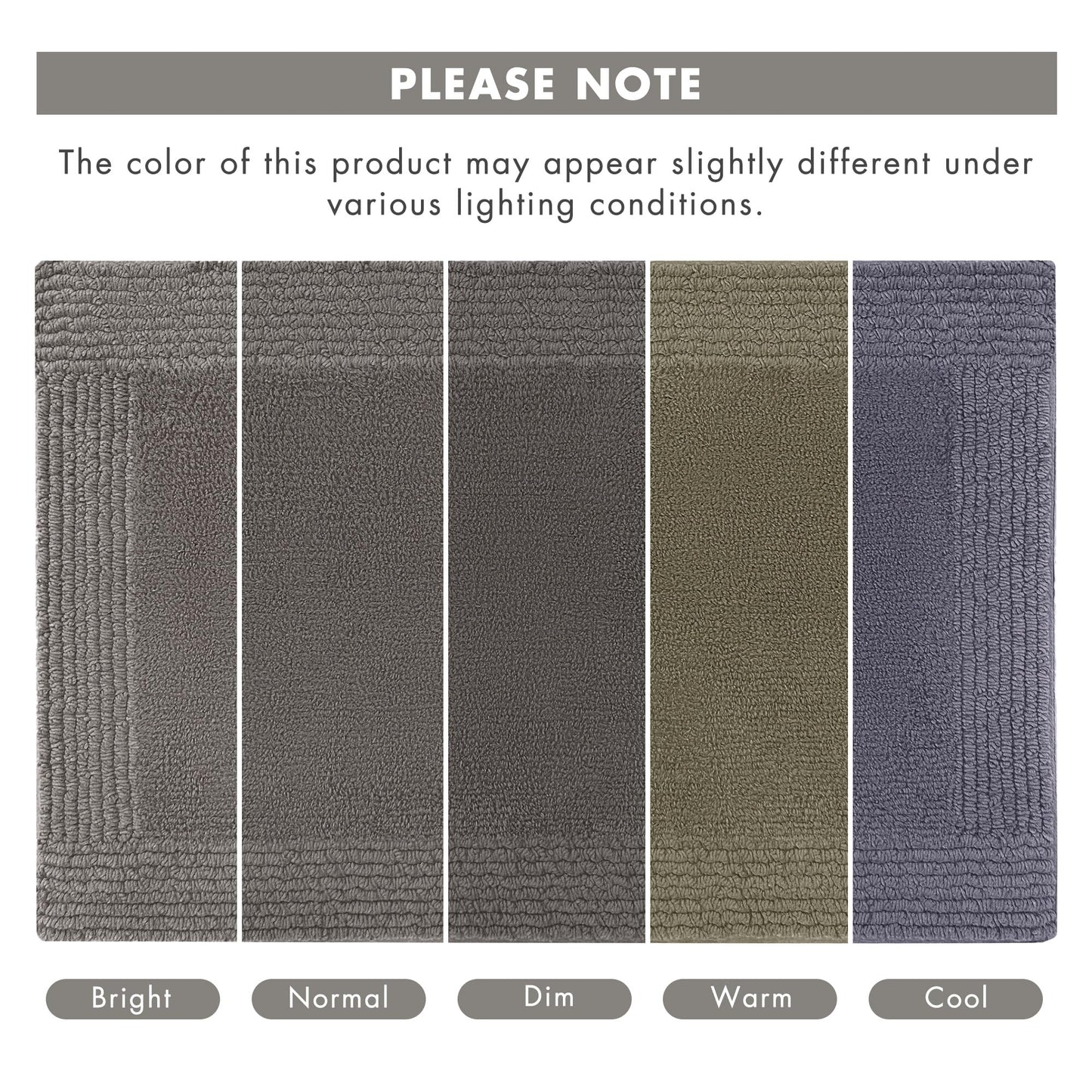 Madison Park Splendor Reversible 100% Cotton Tufted Bathroom Rug-3000 GSM Hotel Quality Luxurious Plush Medium Pile Bath Mat Absorbent, Quick Dry, Shower Room Décor, 21x34, Charcoal