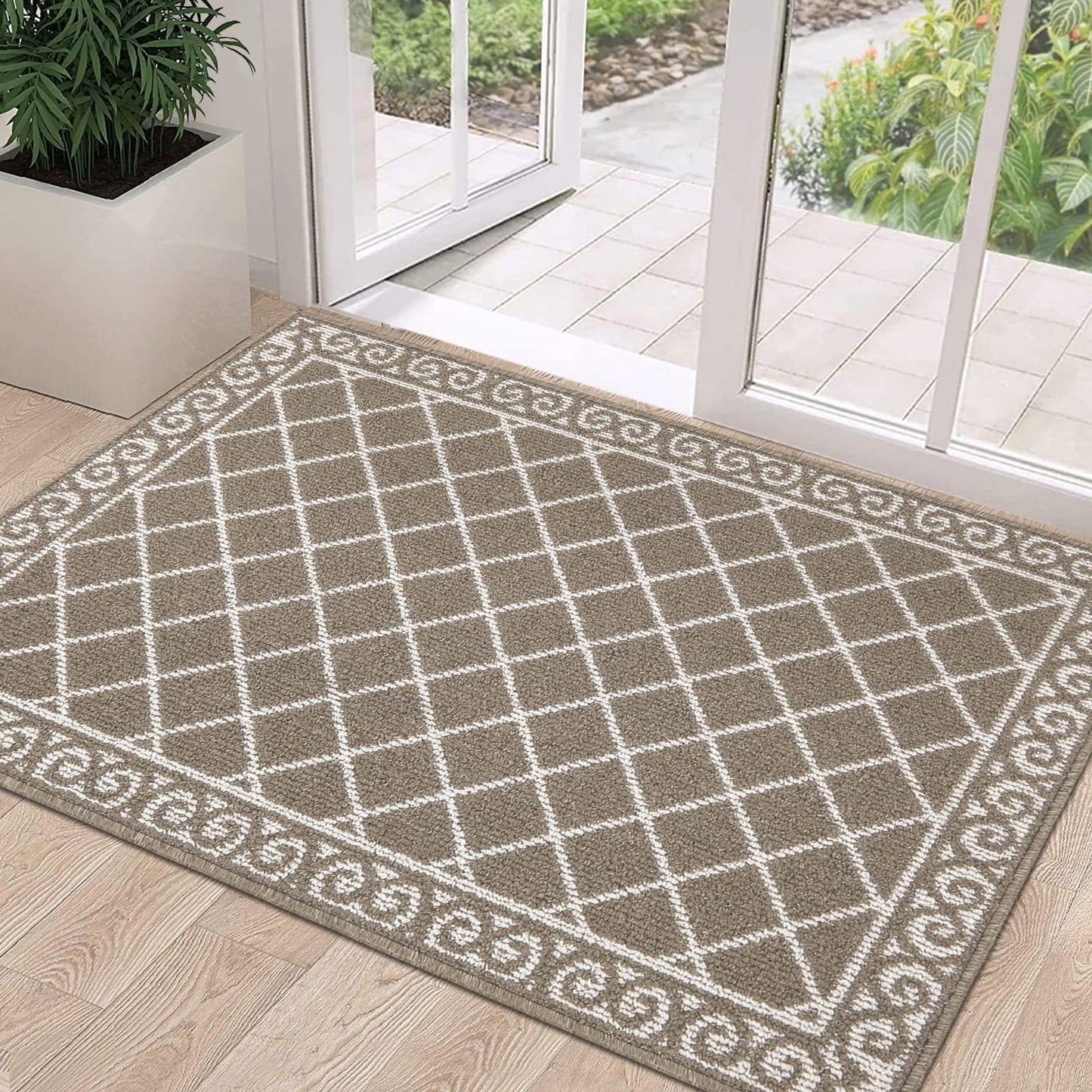 HEBE Indoor Door Mat 32"x48" Non Slip, Washable Welcome Mats for Front Door Entrance, Low Profile Dirt Trapper Doormat Entry Carpet for Entryway, Kitchen, Bathroom