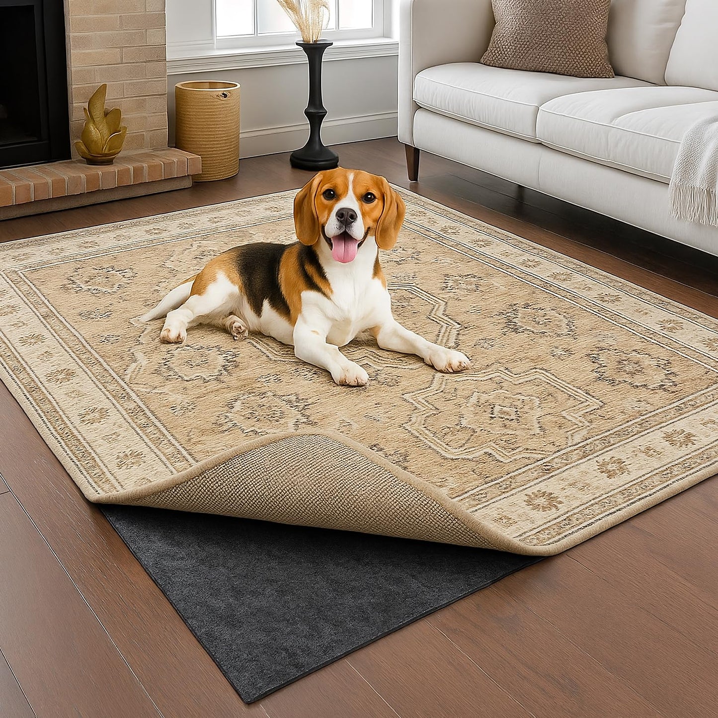 Deep Dream 1/4" Thick Felt and Natural Rubber Backing Rug Pad - Non Slip Carpet Gripper for 2 x 8 Ft Area Rugs - Protective Cushioned Pads for All Floors