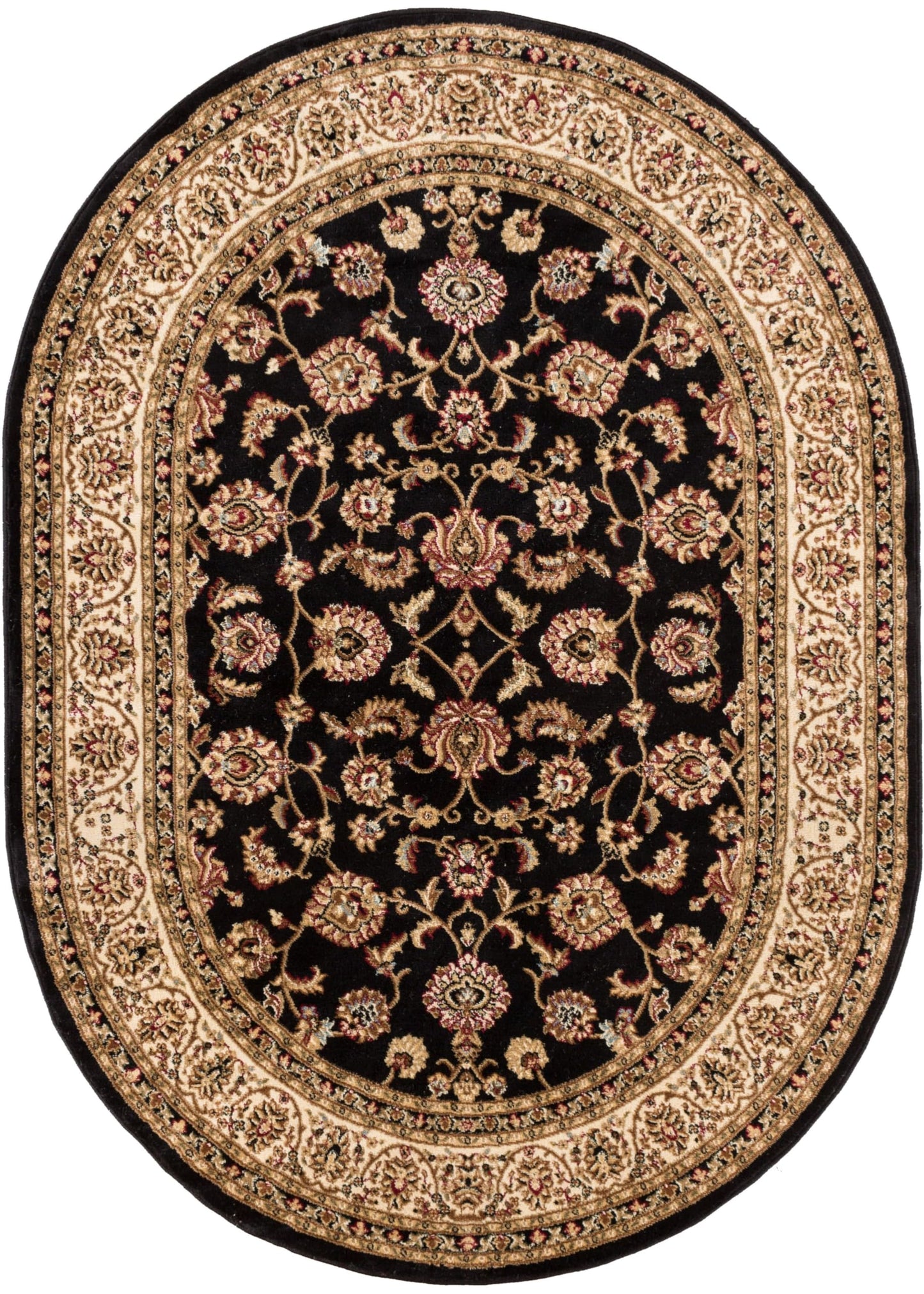 Well Woven Barclay Collection Sarouk Black 5x7 Oval Rug - for Living Room, Bedroom, and Dining Room