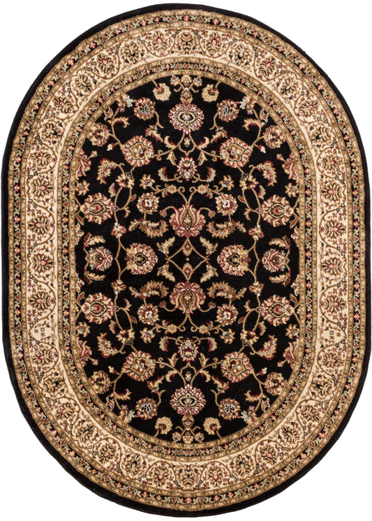 Well Woven Barclay Collection Sarouk Black 5x7 Oval Rug - for Living Room, Bedroom, and Dining Room