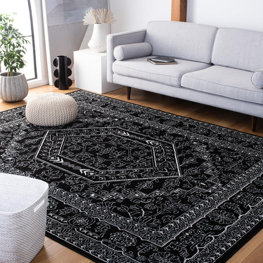 SAFAVIEH Area Rug 8x10 - Adirondack Collection - Large - Black & Ivory, Oriental Medallion Design, Non-Shedding & Easy to Clean, Ideal for Living Room, Bedroom, Dining Space (ADR108Z)