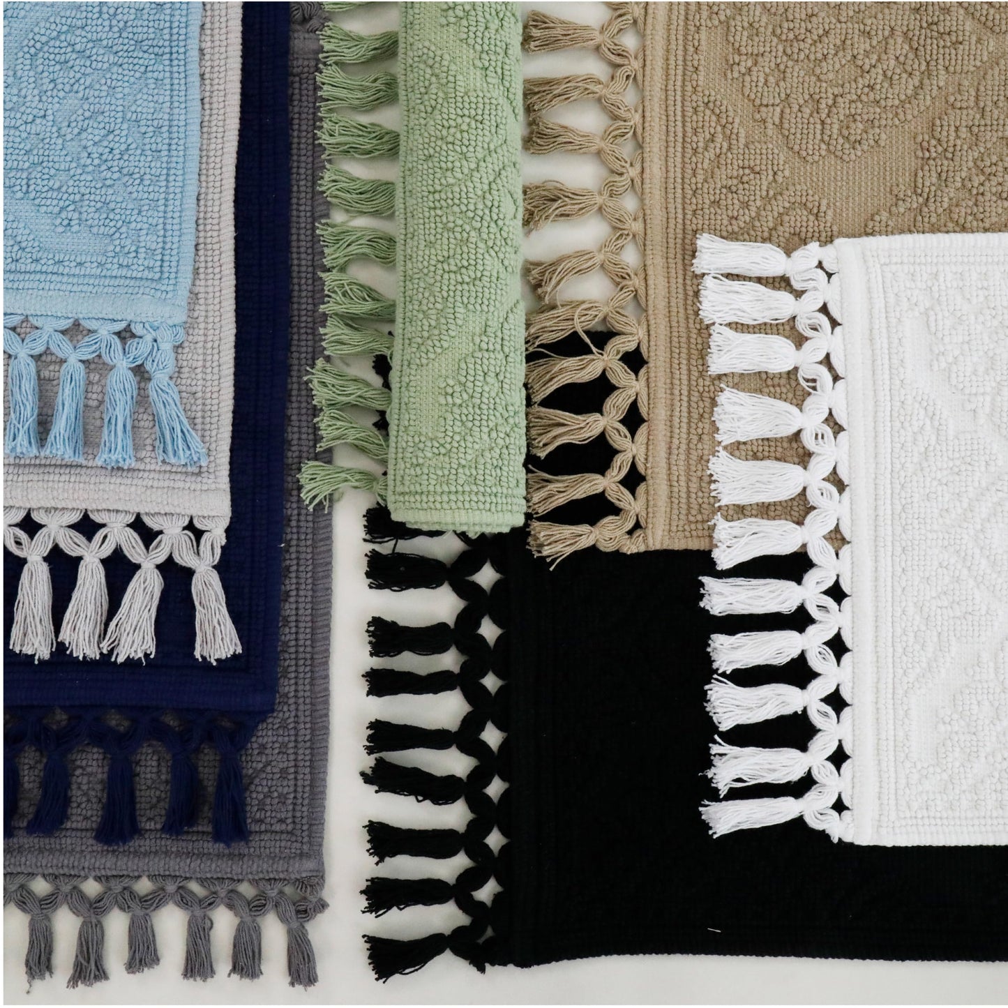 Jean Pierre - Ricardo Bath Mat, Woven Fringe Bathroom Rugs, 100% Cotton, Premium Bathroom Decor - Measures 21" x 41" - Linen