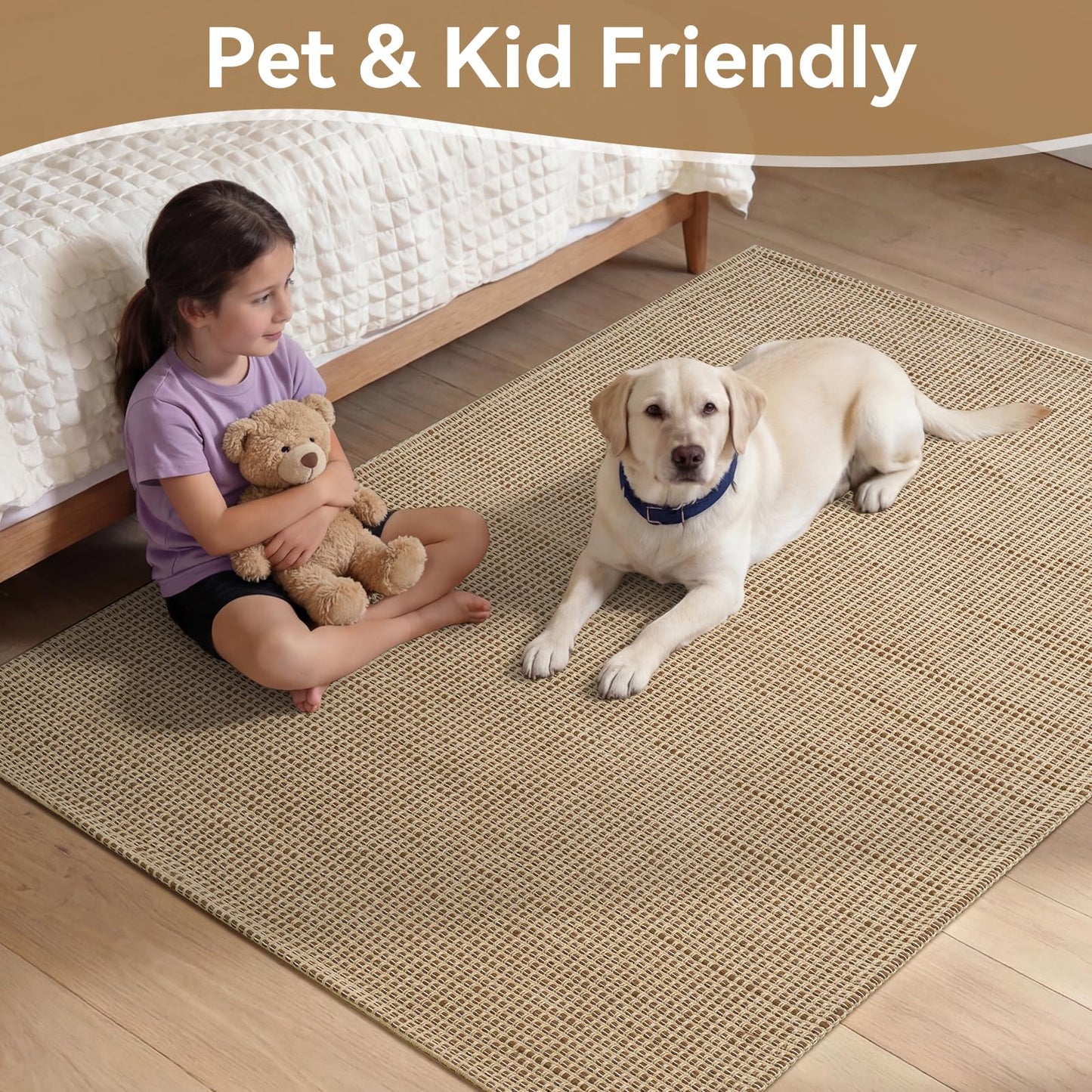 QiCaiJia Runner Rug for Hallway 2x6, Machine Washable Rug Runner Non Slip, Boho Woven Kitchen Runner, Low-Pile Indoor Entryway Rug for High Traffic Areas, Living Room, Laundry Room (2'x6', Brown)