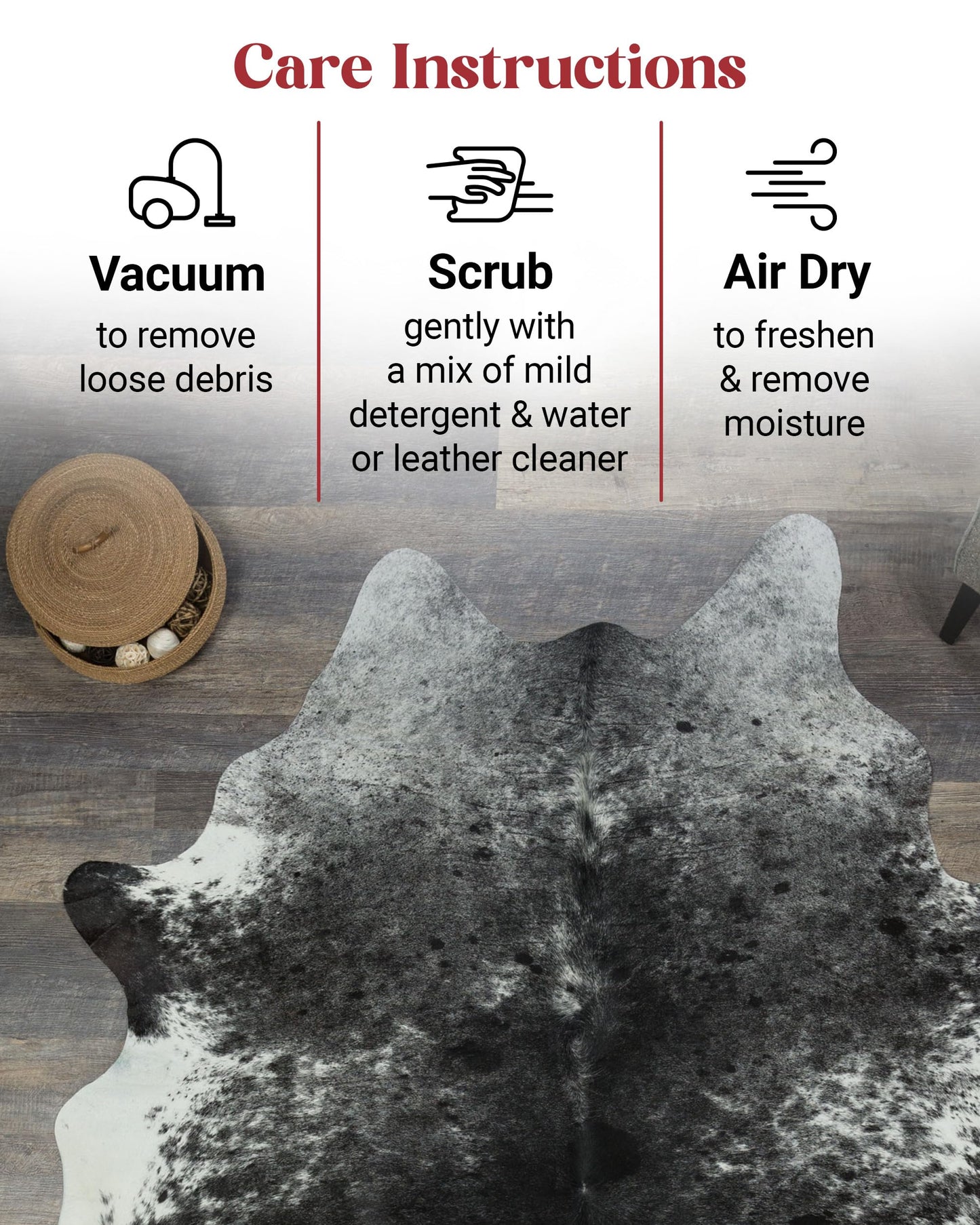 HIDES BAZAAR Black Salt and Pepper Cowhide Rug Premium Black and White Rugs for Living Room & More - Unique Black and White Rug Made Tanned Leather Cow Hides - Cow Hide Rugs 5x7 ft