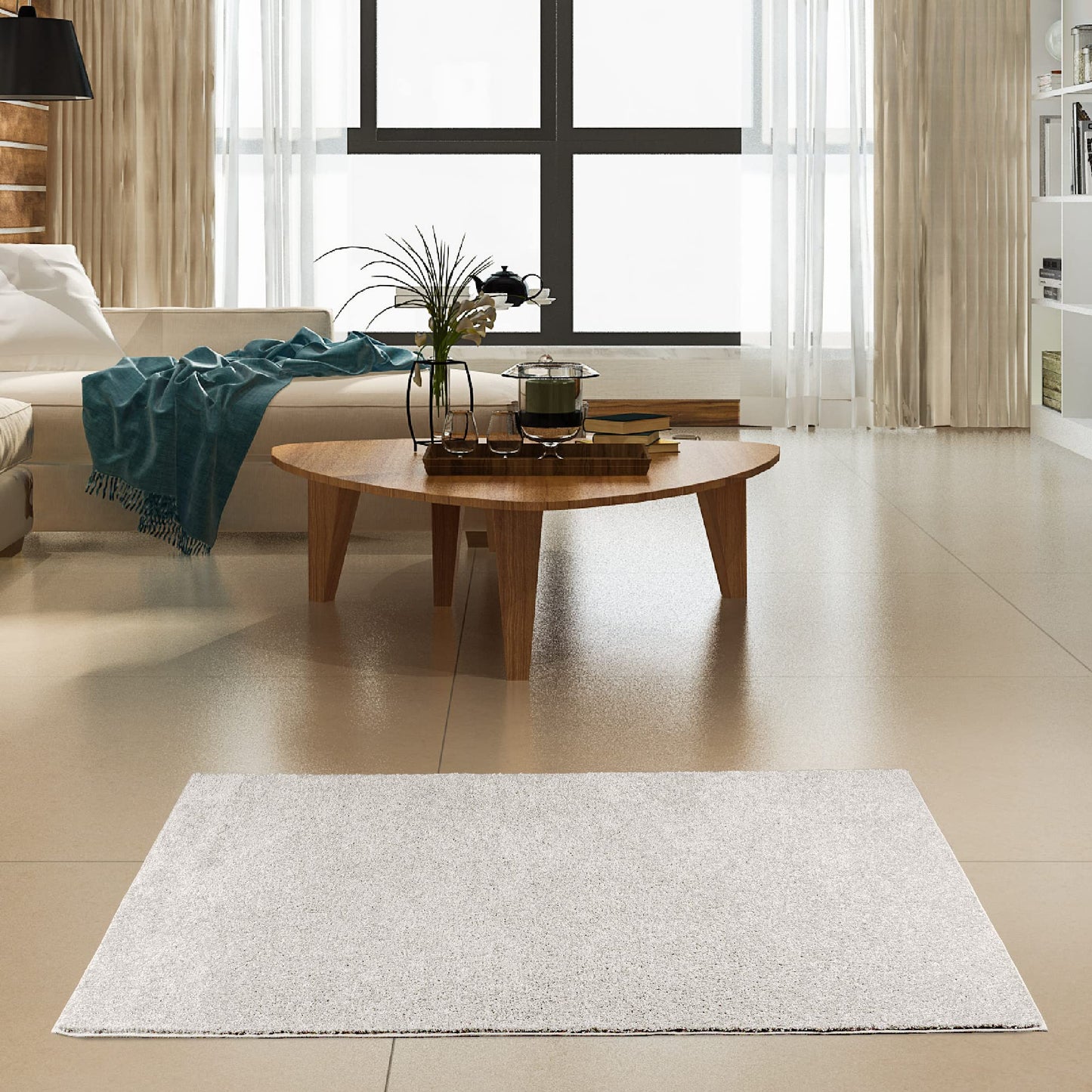 Furnish my Place Plush Solid Color Rug - Off White 3' x 4' Pet and Kids Friendly Rug. Made in USA Rectangle Area Rugs Great for Kids Pets Event Wedding DC-Off White-Rectangle-3'X4'