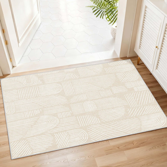 MUJOO 2x3 Washable Rug Small Area Rugs Low Pile Mid Century Modern
