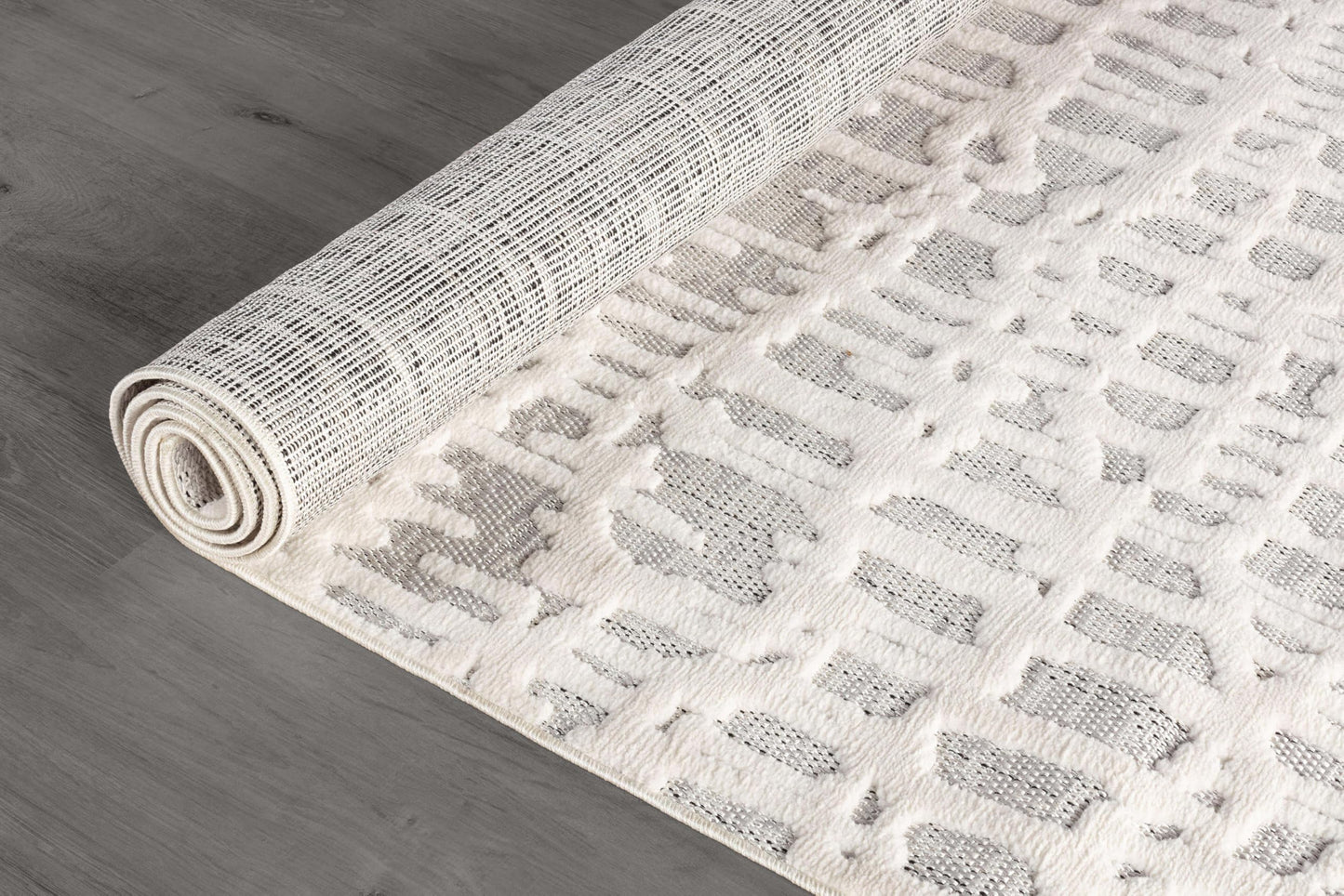 Beverly Rug Micro Loop Area Rug Gray/White 5x7 Abstract Modern Luxury Irregular Grid Durable Soft Indoor Rugs for Living Dining Room Office Stain Resistant Non Shedding Casual Indoor Carpet 5 x 7
