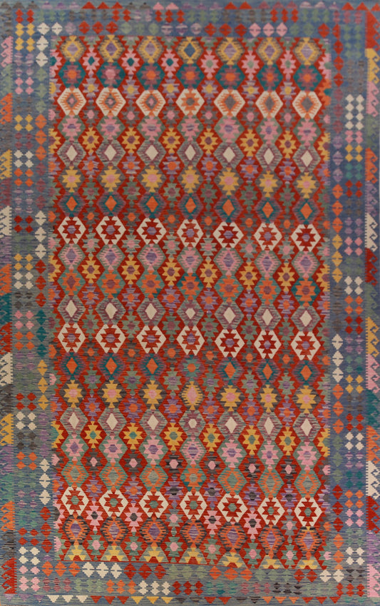 Rug Source Southwestern Style Collection Large Rugs (Palace Sized) Kilim Rectangle Rug, Hand Woven Multi-Colored All-Over Rug, Oriental 100% Wool Carpet for Bedroom, Living Room, Dining Room