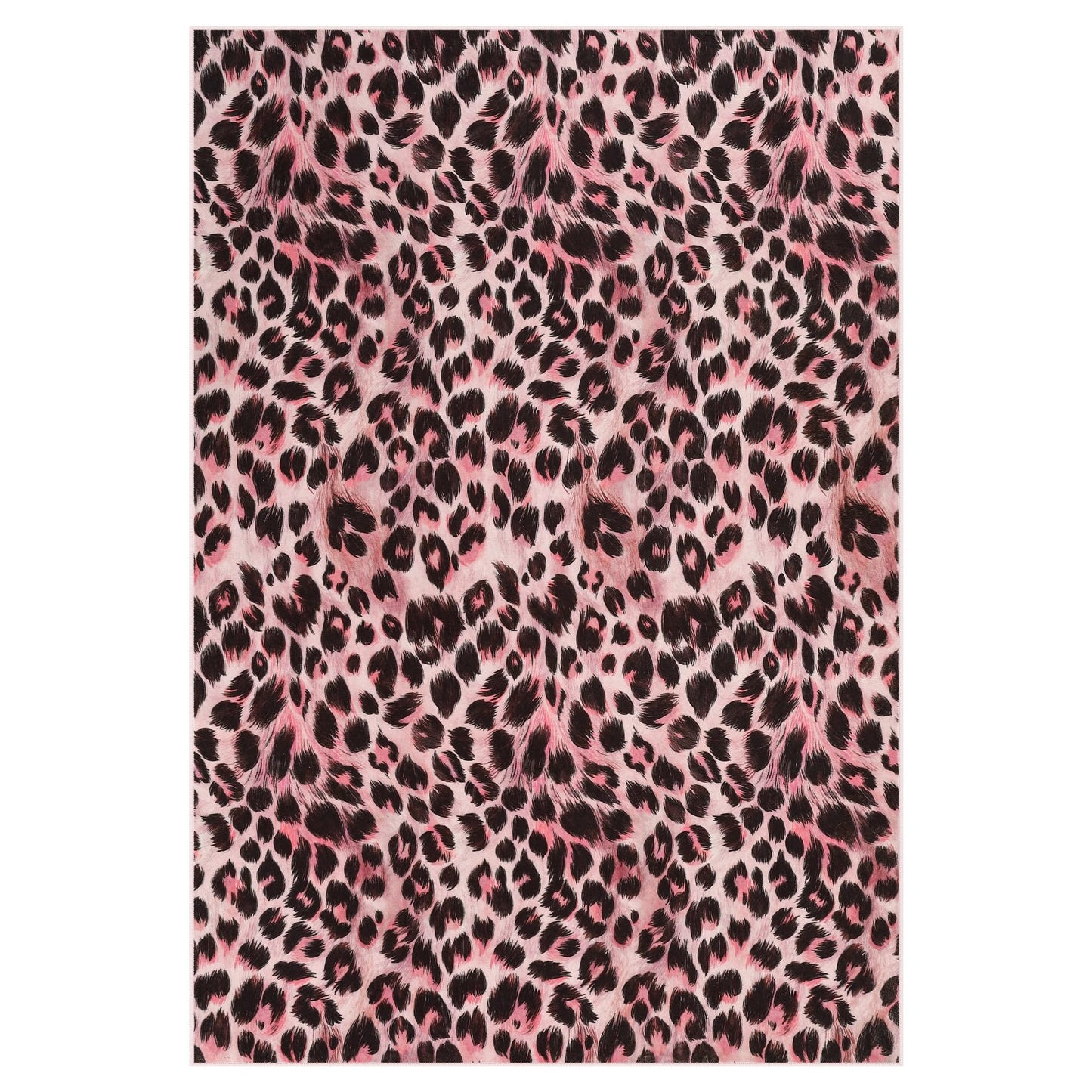 5x7 Leopard Area Rugs for Living Room, Machine Washable Cheetah Rug for Bedroom, Animal Rug Foldable Ultra-Thin Indoor Non-Slip Carpet for Dining Room Foyer Apartment Den, Pink, Oeko-TEX Certified