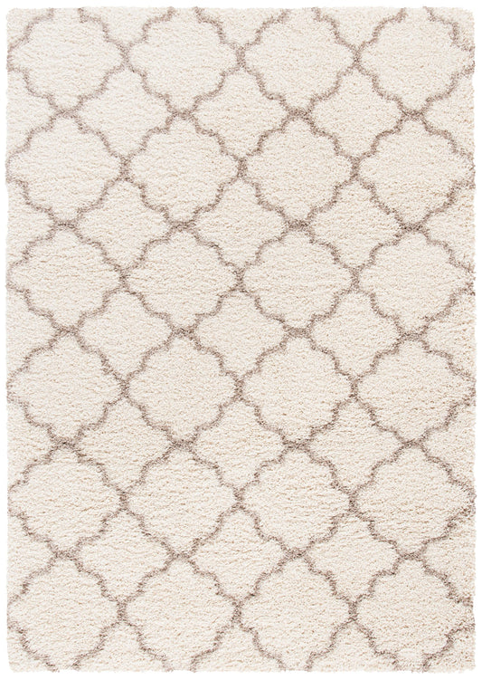 SAFAVIEH Hudson Shag Collection Area Rug - 5'3" x 7'6", Ivory & Beige, Moroccan Trellis Design, Non-Shedding & Easy Care, 2-inch Thick Ideal for High Traffic Areas in Living Room, Bedroom (SGH282E)