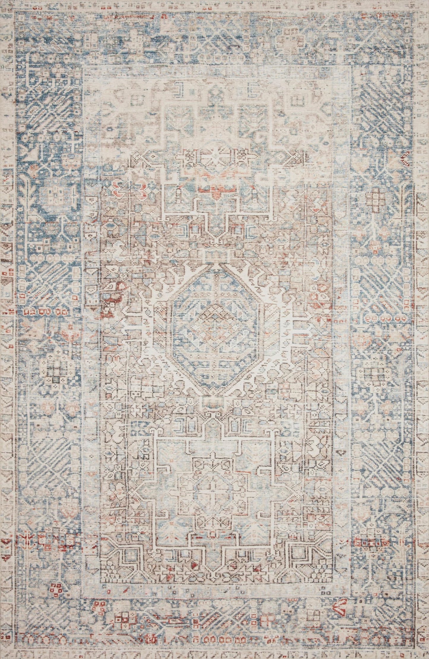 Loloi Chris Loves Julia Jules Collection JUL-07 Natural/Ocean 7'-6'' x 9'-6'', .13" Pile Height, Area Rug