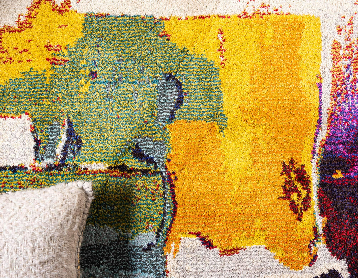 Unique Loom Estrella Collection Bright Colors, Geometric, Abstract, Modern Area Rug (6' 0 x 6' 0 Round, Beige/Yellow)