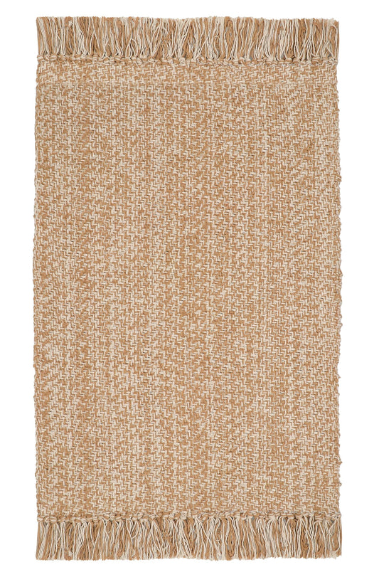 COTTON CRAFT Woven Area Rug - Reversible Boho Farmhouse Rustic Cotton Throw Rug Carpet with Fringe - Machine Washable Accent Mat for Bedroom Living Room Entryway Bathroom Dorm - 22x34 - Tan Natural