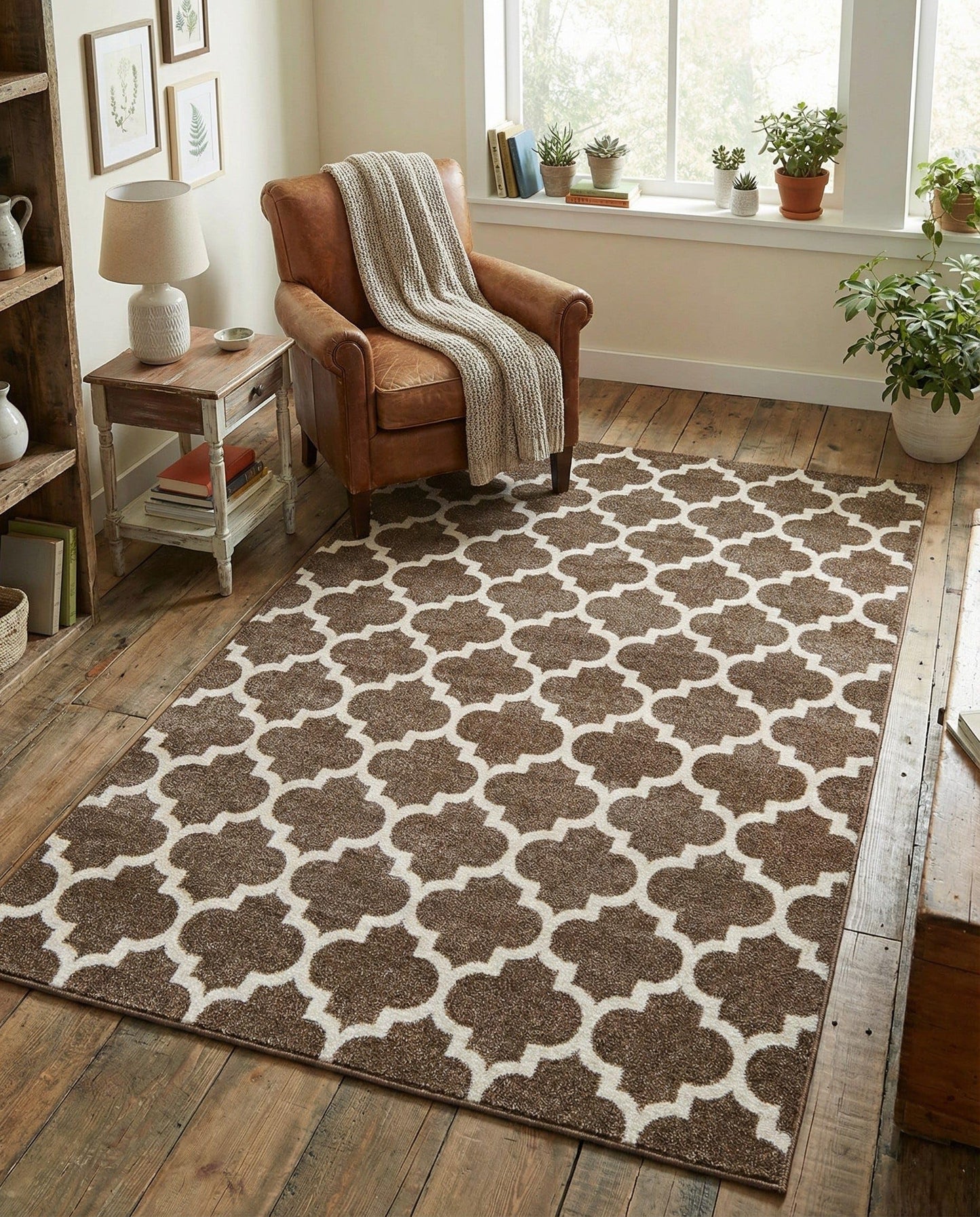 Rugs.com Lattice Collection Rug – 5' x 8' Brown Medium Rug Perfect for Bedrooms, Dining Rooms, Living Rooms