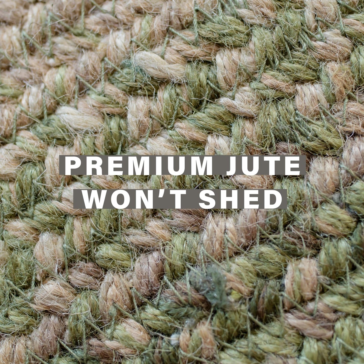 Homespice Grassland Green Oval Rug 20x30 - Country Style Green Kitchen Rug of Jute for Rustic House Decor