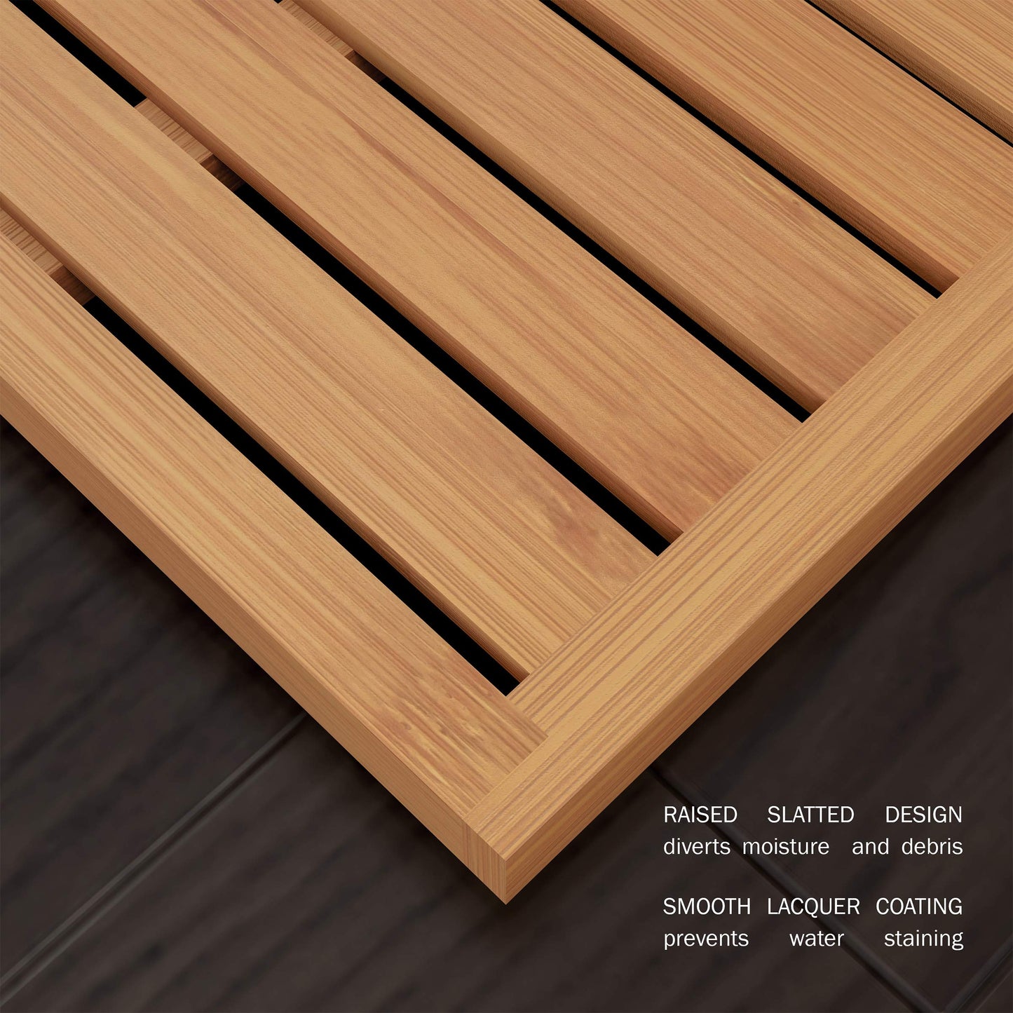 Bamboo Bath Mat-Eco-Friendly Natural Wooden Non-Slip Slatted Design Mat for Indoor and Outdoor Bathtub, Shower, Sauna, Pool, or Hot Tub by Lavish Home
